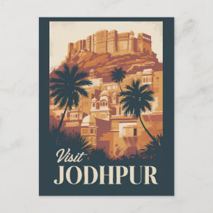Jodhpur India Illustratie Reizen Art Vintage Briefkaart