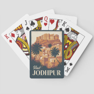 Jodhpur India Illustratie Reizen Art Vintage Pokerkaarten