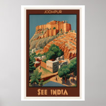 Jodhpur Zie India Vintage Reisposter