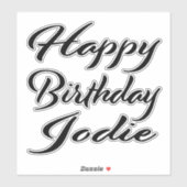 Jodie Prénom Anniversaire de Black Sticker (Feuille)