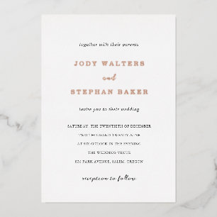 Jody Simple Elegant Wedding Folie Uitnodiging