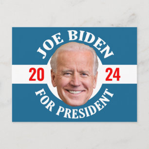 Joe Biden 2024 - Classic Design Blauw Wit Foto Briefkaart