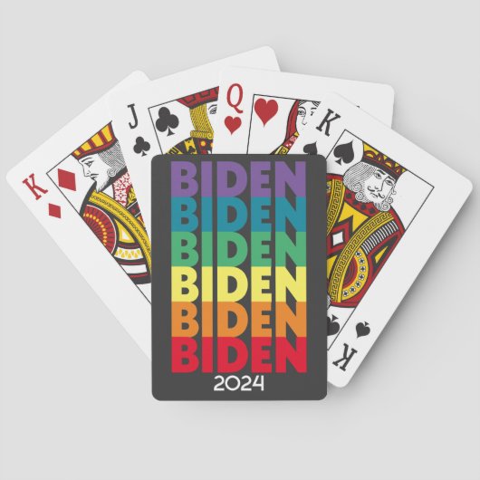 Joe Biden 2024 - retro gradiënt regenboog kleuren Pokerkaarten (Achterkant)
