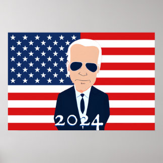 Joe Biden Amerikaanse vlag 2024 Verkiezingen Poster