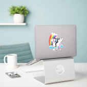 Joe Biden Eenhoorns & Regenbogen Sticker (Laptop op bureau)
