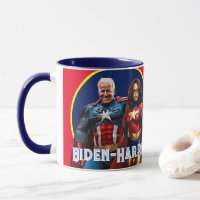 Joe Biden en Kamala Harris als superhelden