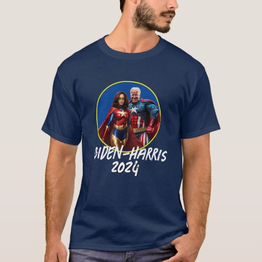 Joe Biden en Kamala Harris als superhelden T-shirt (Voorkant)