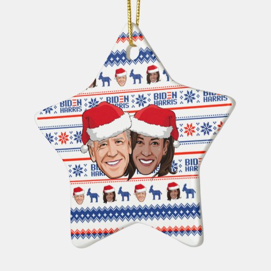 Joe Biden en Kamala Harris met Kerstmis Keramisch Ornament (Links)