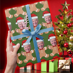 Joe Biden Face Custom Face Foto Gingerbread Cadeaupapier