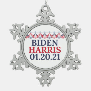 Joe Biden Kamala Harris Inauguration Day Tin Sneeuwvlok Ornament