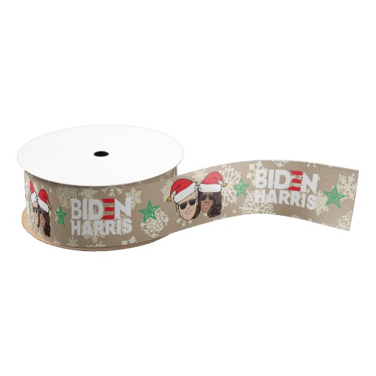 Joe Biden Kamala Harris Taupe met kerstcadeaus Grosgrain Lint (Spoel)