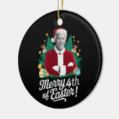 Joe Biden Kerstman Vrolijk 4e van Pasen Kerstmis Keramisch Ornament (Links)