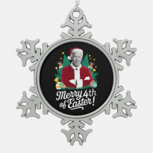 Joe Biden Kerstmis Kerstman Vrolijk 4e Pasen Kerst Tin Sneeuwvlok Ornament