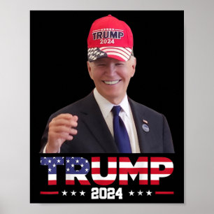 Joe Biden met een Trump-hoed 1 Poster