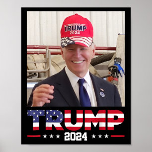 Joe Biden met een Trump-hoed Poster
