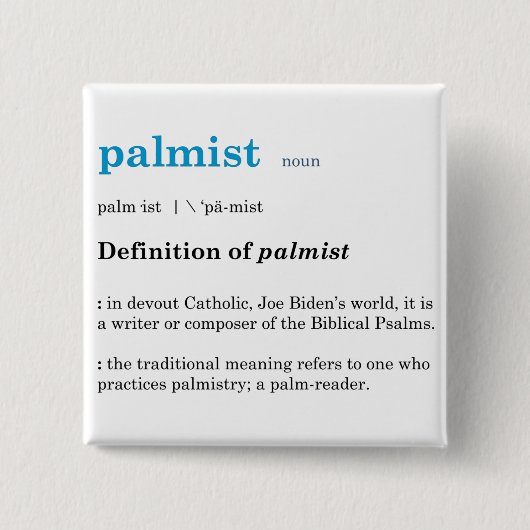 Joe Biden Palmist Vierkante Button 5,1 Cm (Voorkant)