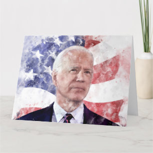 Joe Biden portret waterverf met Amerikaanse vlag Bedankkaart