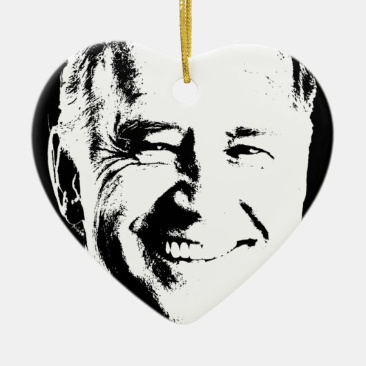 JOE BIDEN STAMP INK ART KERAMISCH ORNAMENT (Voorkant)