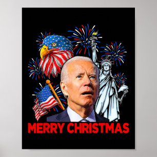 Joe Biden verwarde patriottische vrolijke kerst vo Poster