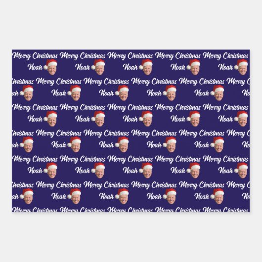 Joe Biden Vrolijk Kerstfeest | Aangepaste naam Tre Inpakpapier Vel (Voorkant 2)