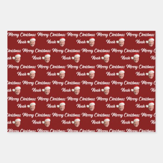 Joe Biden Vrolijk Kerstfeest | Aangepaste naam Tre Inpakpapier Vel (Voorkant)