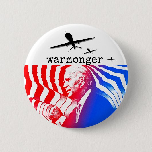 Joe Biden: Warmonger Ronde Button 5,7 Cm (Voorkant)