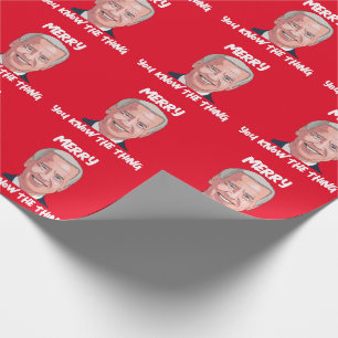 JOE BIDEN WEARING SANTA HAT DE DINGEN CADEAUPAPIER