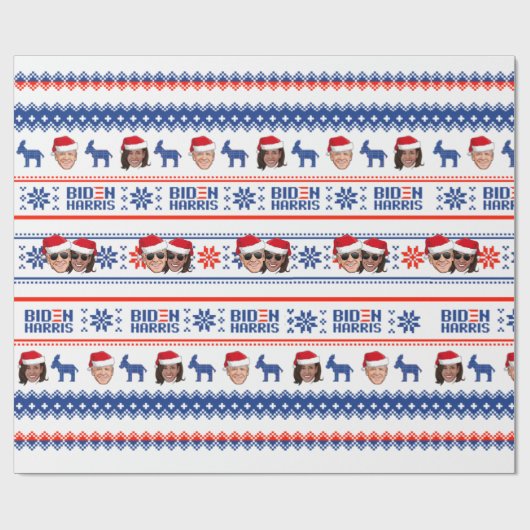 Joe en Kamala Aviator Kerstmis Cadeaupapier (Vlak)