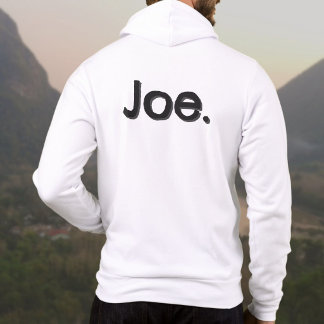Joe. Naam Woord in zwarte letters op wit Hoodie