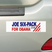Joe Six-Pack voor Obama 2008 Bumpersticker (Op auto)