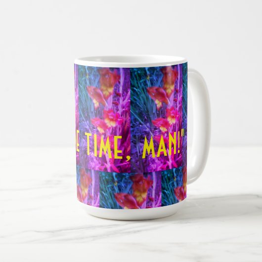 Joe Time Mug (avec filtre à fleurs arc en ciel) (Devant droit)