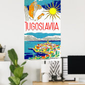 Joegoslavië, Adriatisch zee, oud poster (Thuiskantoor)