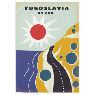 Joegoslavië door het poster van het klassieke aut tafelkleed