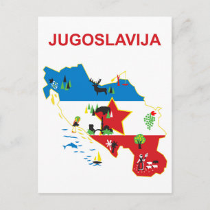 Joegoslavië, toeristische kaart, vintage reis briefkaart