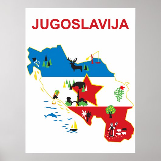 Joegoslavië, toeristische kaart, vintage reis poster (Voorkant)