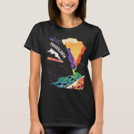 Joegoslavië Treinreis Kaart Retro Zwart T-shirt