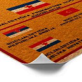 Joegoslavië Vlag Kaart Poster (Hoek)