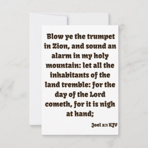 Joel 2:1 KJV Bible Verse Carte de voeux plat