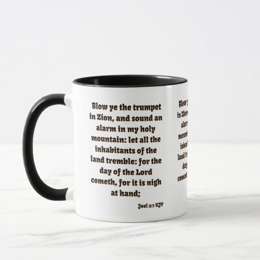 Joel 2:1 KJV Bible Verse Mug à deux tons (Gauche)