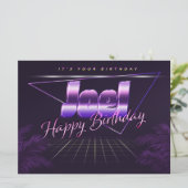 Joel Name Prénom lila retro Carte Anniversaire (Debout devant)