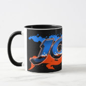 Joel Prénom Graffiti blue Tasse orange (Gauche)