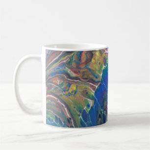 Joe's Abstracte kunst - Blauwe vlinder - Koffiebek Koffiemok