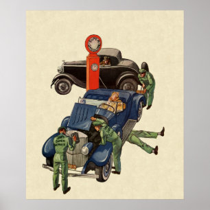 Joe's Full Service Tankstation, Vintage Bedrijf Poster