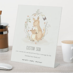 Joey Mama Kangaroo Floral Baby shower Custom Party Reclamebord Met Voetstuk