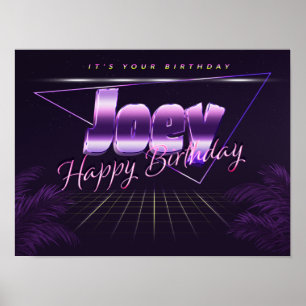 Joey Naam Vorname lila retro Poster Geburtstag