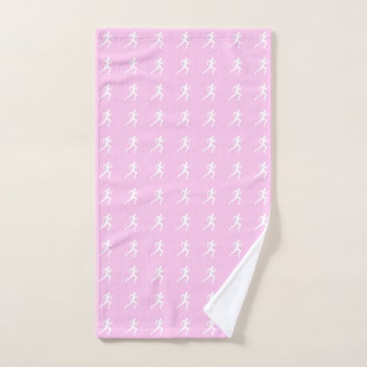 Jogging Runners & Heartbeat Line sur Pastel Pink (Serviette à main)