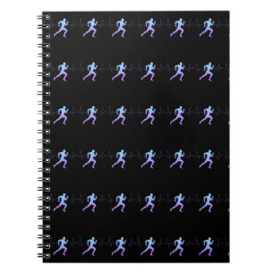 Jogging - Runners Silhouette met hartslag Black Notitieboek