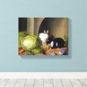 Johann Georg Seitz Vegetable still Life with Bunny Canvas Afdruk (Insitu (Houten vloer))