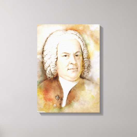 Johann Sebastian Bach op Canvas - Waterverf stijl (Voorkant)