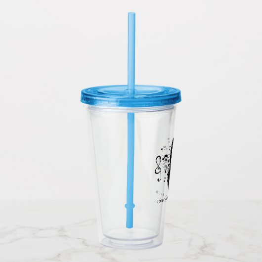 Johann Sebastian Bach Portrait / Bust met notities Acryl Drinkbeker (Rechts)